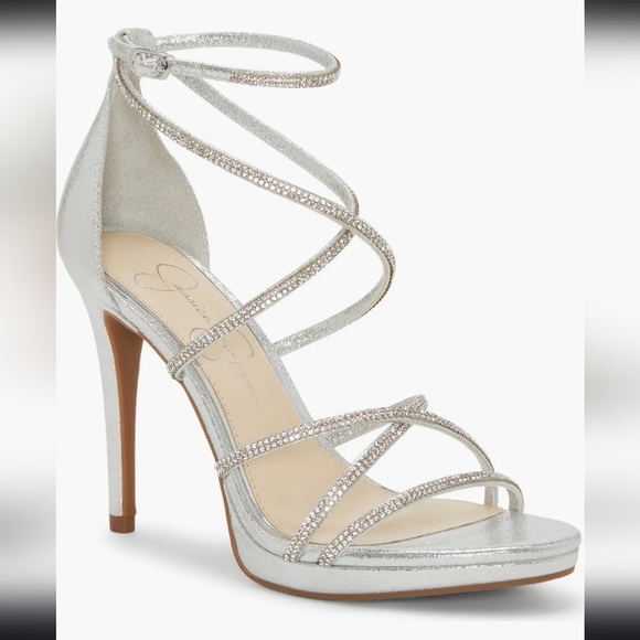 Jessica Simpson Jaeya Sandal Women Silver Rhinestones Sz 8 - Picture 1 of 15